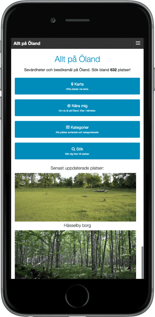 Allt på Öland på en mobil