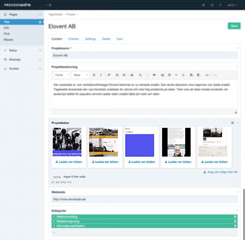 Under tumnaglarna (de små bilderna) syns knappen för att ladda ner bilden.