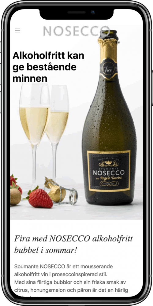 Nosecco.se på mobil.