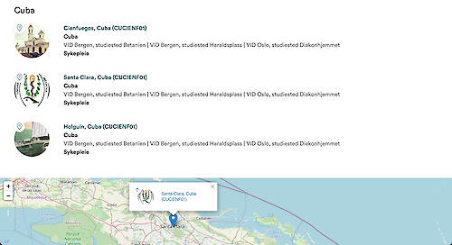 Så här ser det ut när man söker på sidan. Kartan är Open Street Map med Leaflets API.
